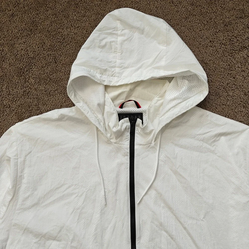 JORDAN Mens Windbreaker Jacket XXL White Red Nylon Colorblock Streetwear